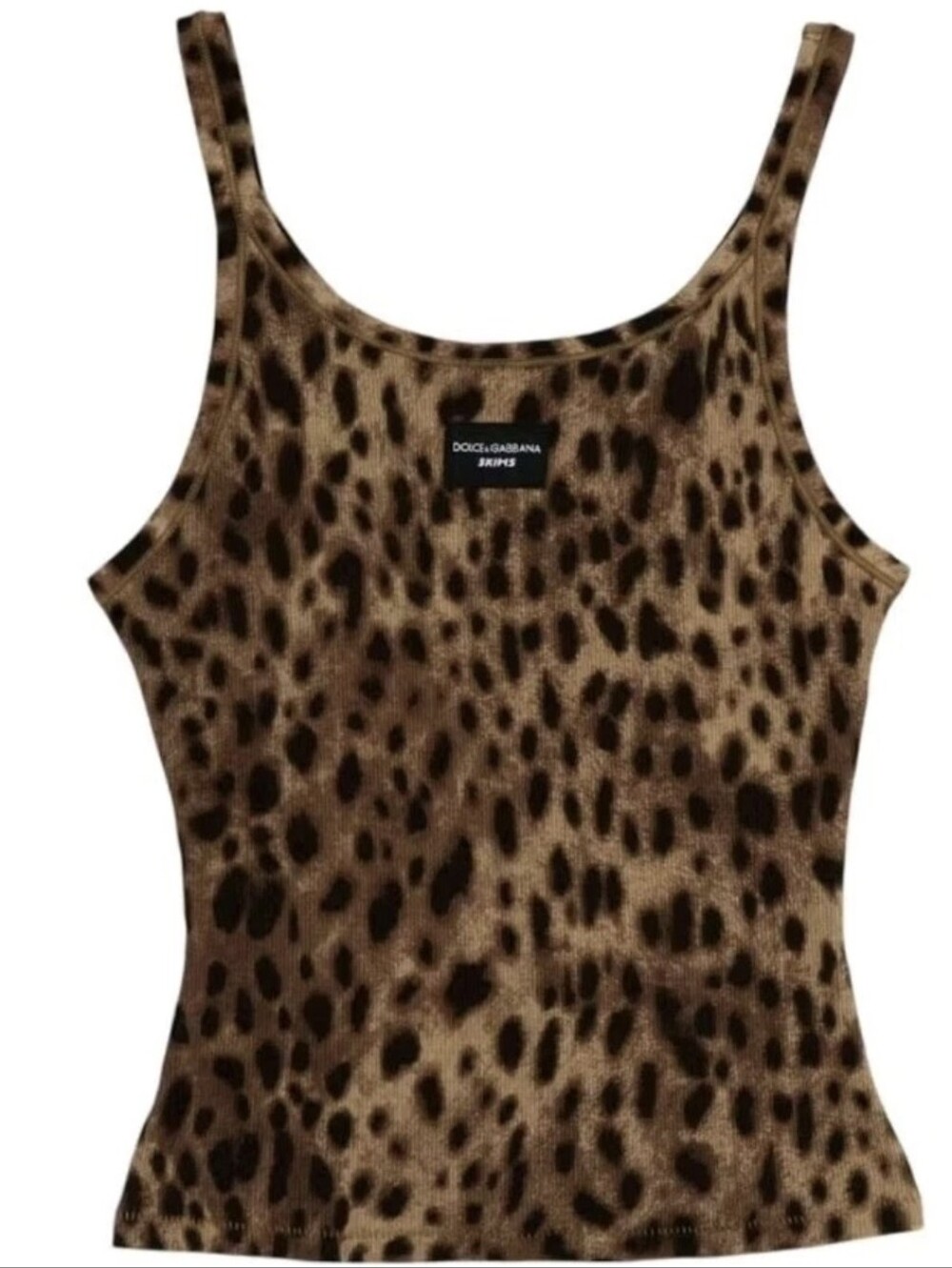 Dolce & Gabbana X Skims Cotton Rib Scoop Tank Top Leopard Print Size S